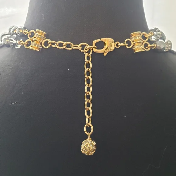 St. John Elegant Gold and Gray Crystal Necklace - Picture 4 of 7